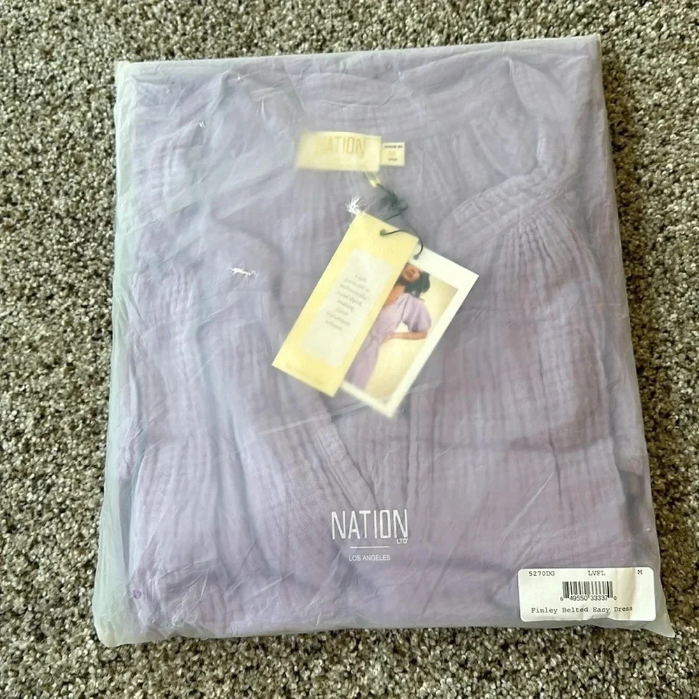Nation LTD Finley Belted Easy Dress NWT, Lavender Fields, Medium, Made in USA - Picture 5 of 6